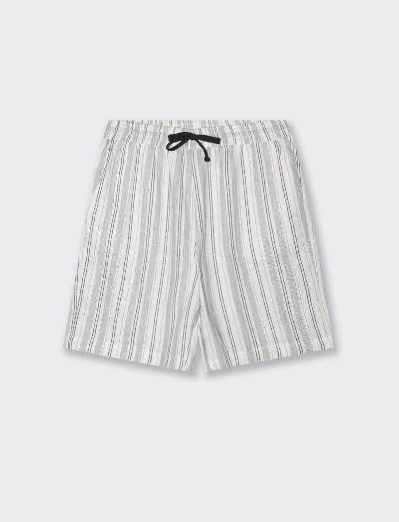 Bermuda Jogger Fantasia a Righe Regular Fit - Bianco