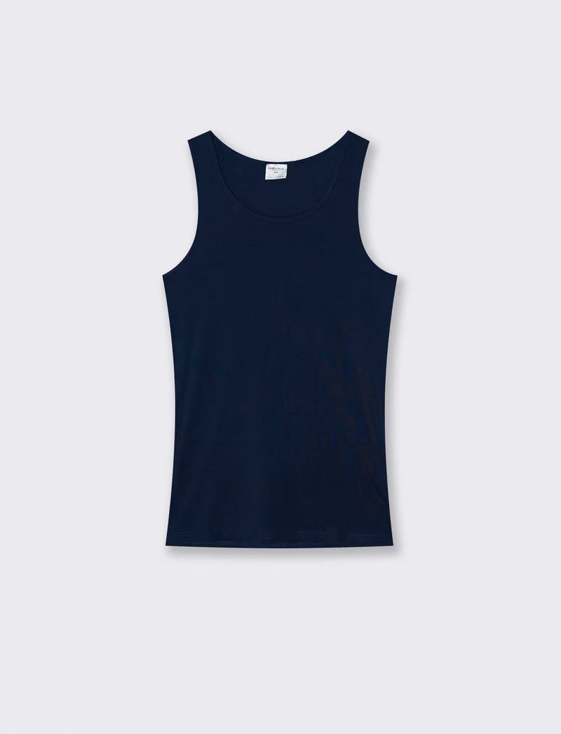 Canotta slim fit in cotone elasticizzato - Blu notte