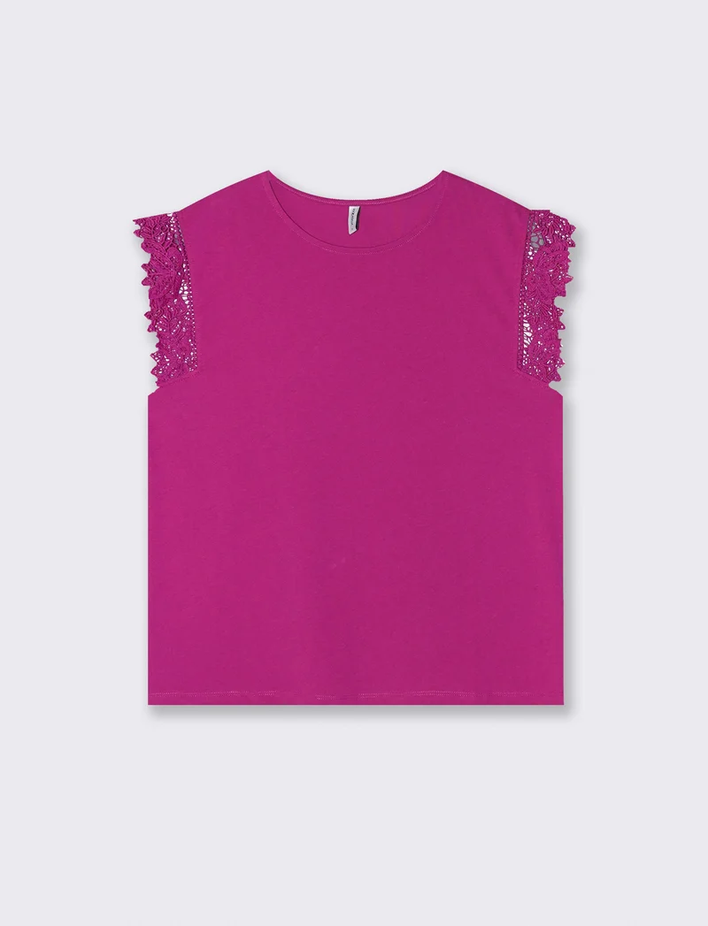 T-shirt in pizzo per donne eleganti - Fuxia
