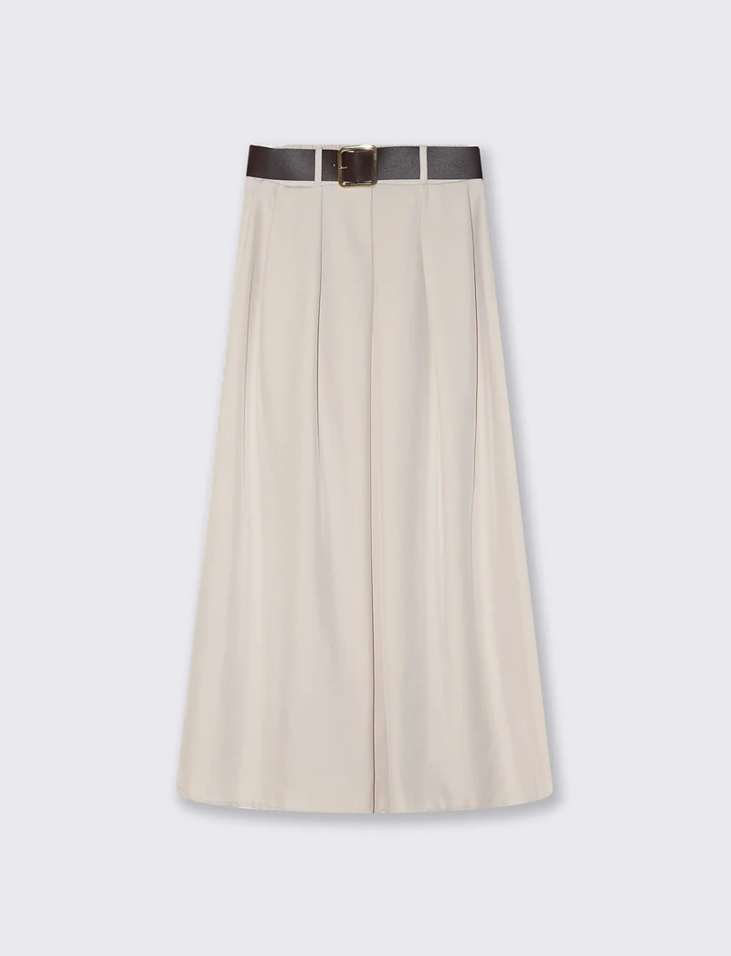 Gonna lunga con cintura elegante e versatile - Beige