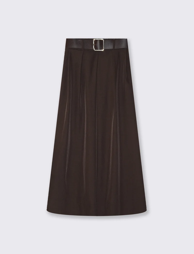 Gonna lunga con cintura elegante e versatile - Moro