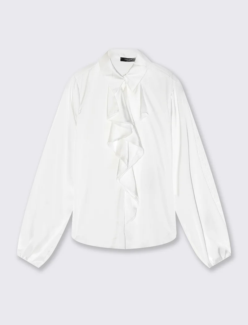 Casacca manica lunga con rouches - Bianco panna