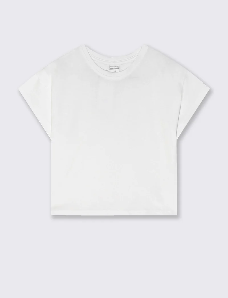 T-shirt mezza manica in cotone con piega - Bianco