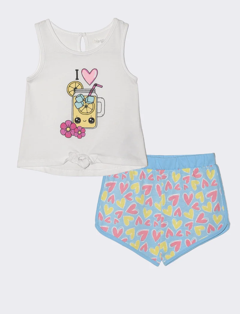 Completo canotta e shorts estivi trendy - Azzurro