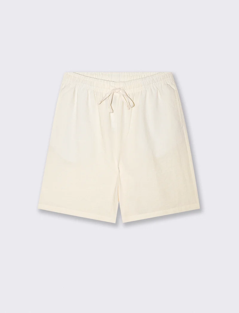 Bermuda Jogger Relaxed Effetto Lino - Beige ecru