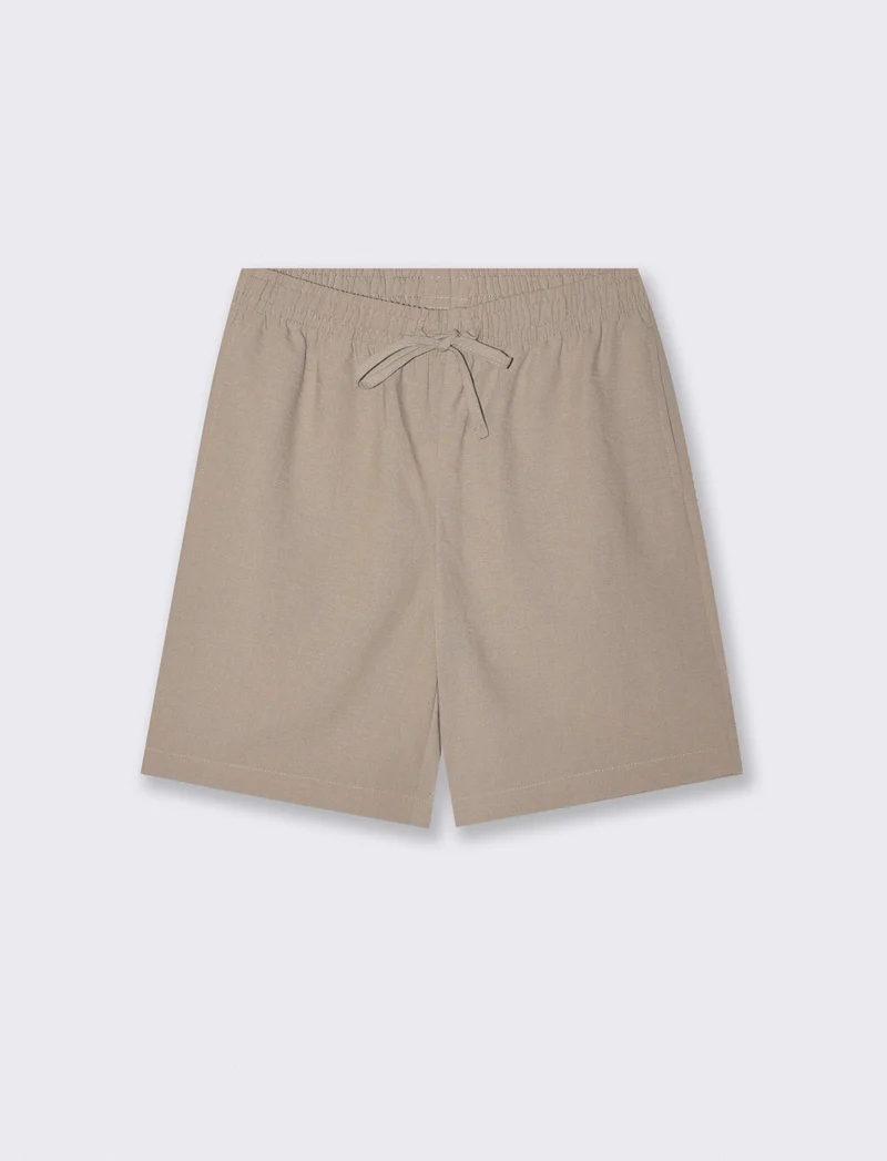 Bermuda Jogger Relaxed Effetto Lino - Verde kaki