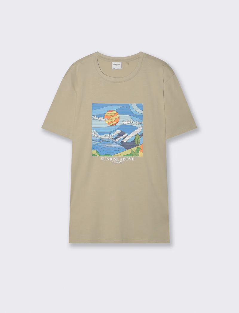 T-shirt girocollo effetto mosaico ricamato - Grigio stone