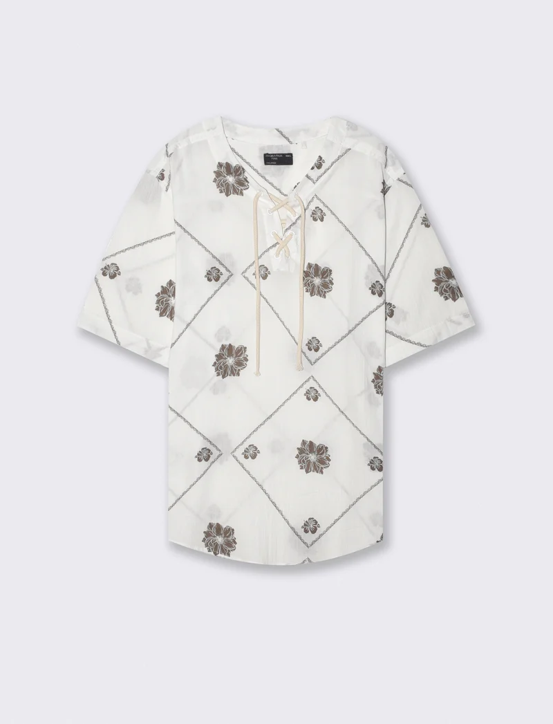 Casacca effetto crepe stampa all over - Bianco