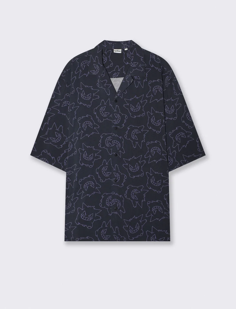 Camicia Boxy Fit con Stampa Pokémon - Nero