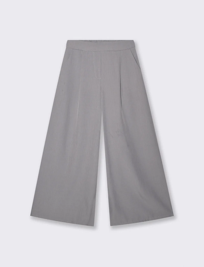 Pantalone over con pieghe ed elastico - Grigio chiaro