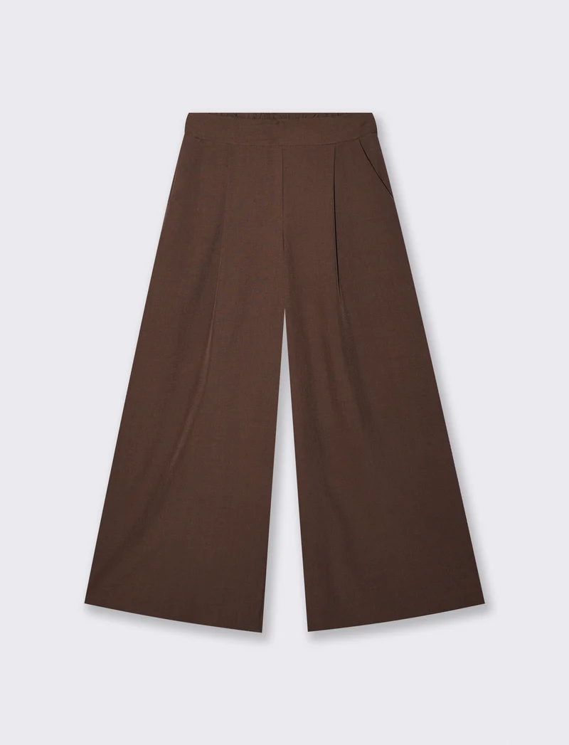 Pantalone over con pieghe ed elastico - Moro