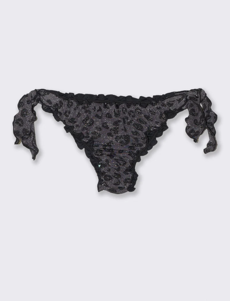 Slip mare lurex con bordi arricciati - Nero