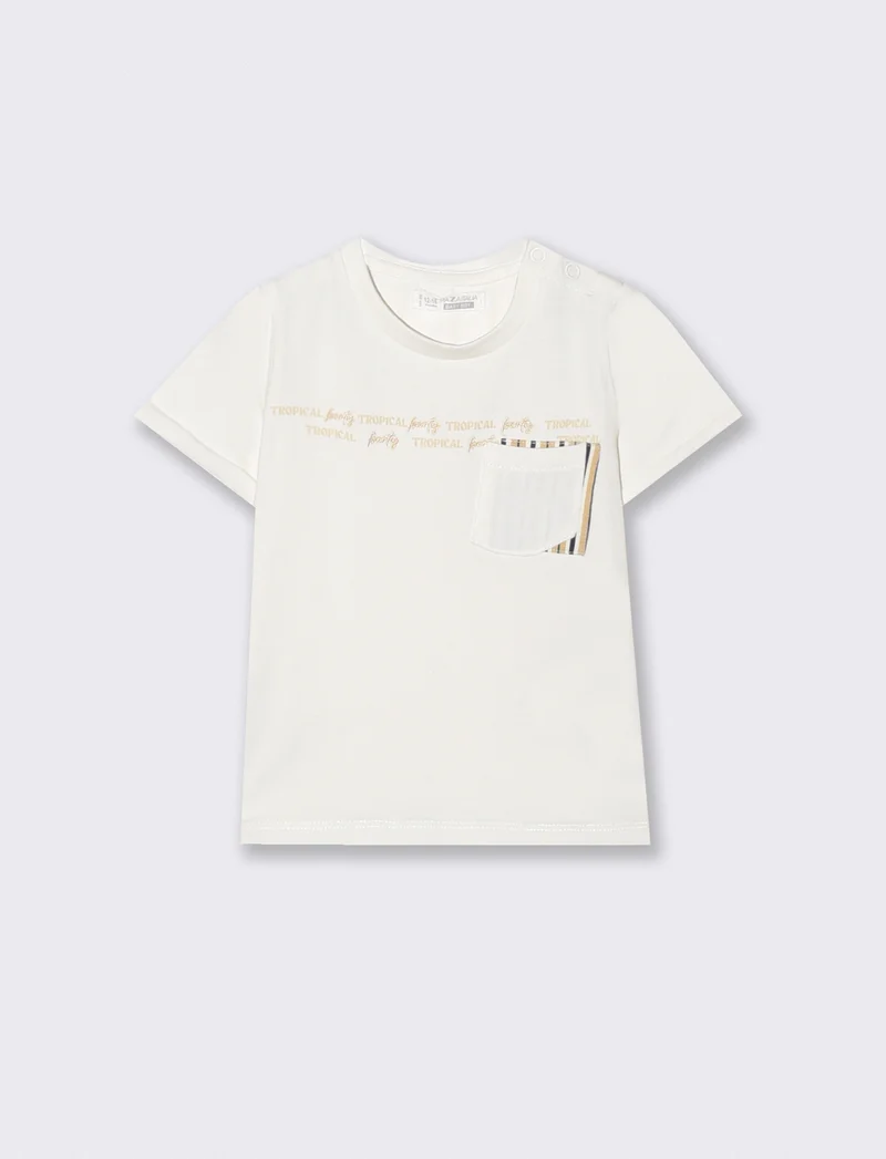T shirt girocollo effetto degradè con ricamo - Bianco