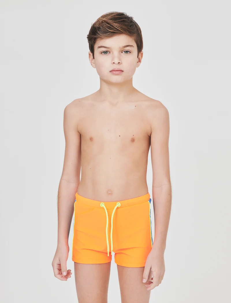 Costume boxer elastico con dettagli fluo - Arancio