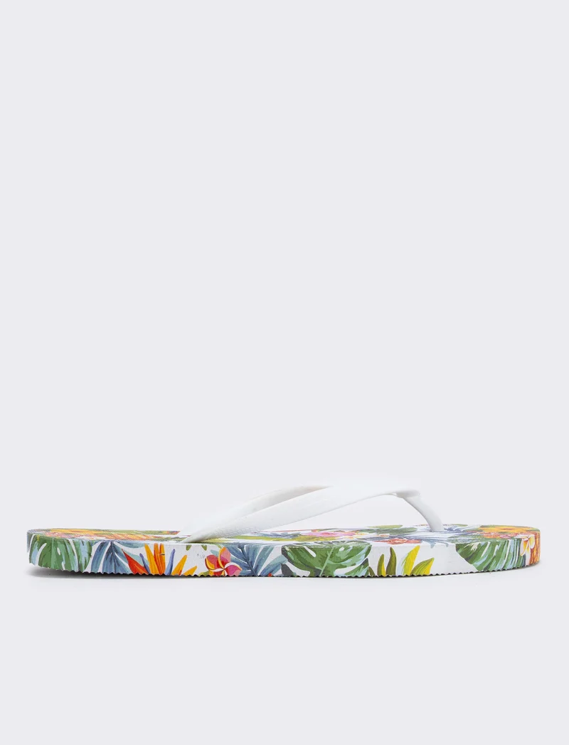 Infradito con stampa esotica - Bianco