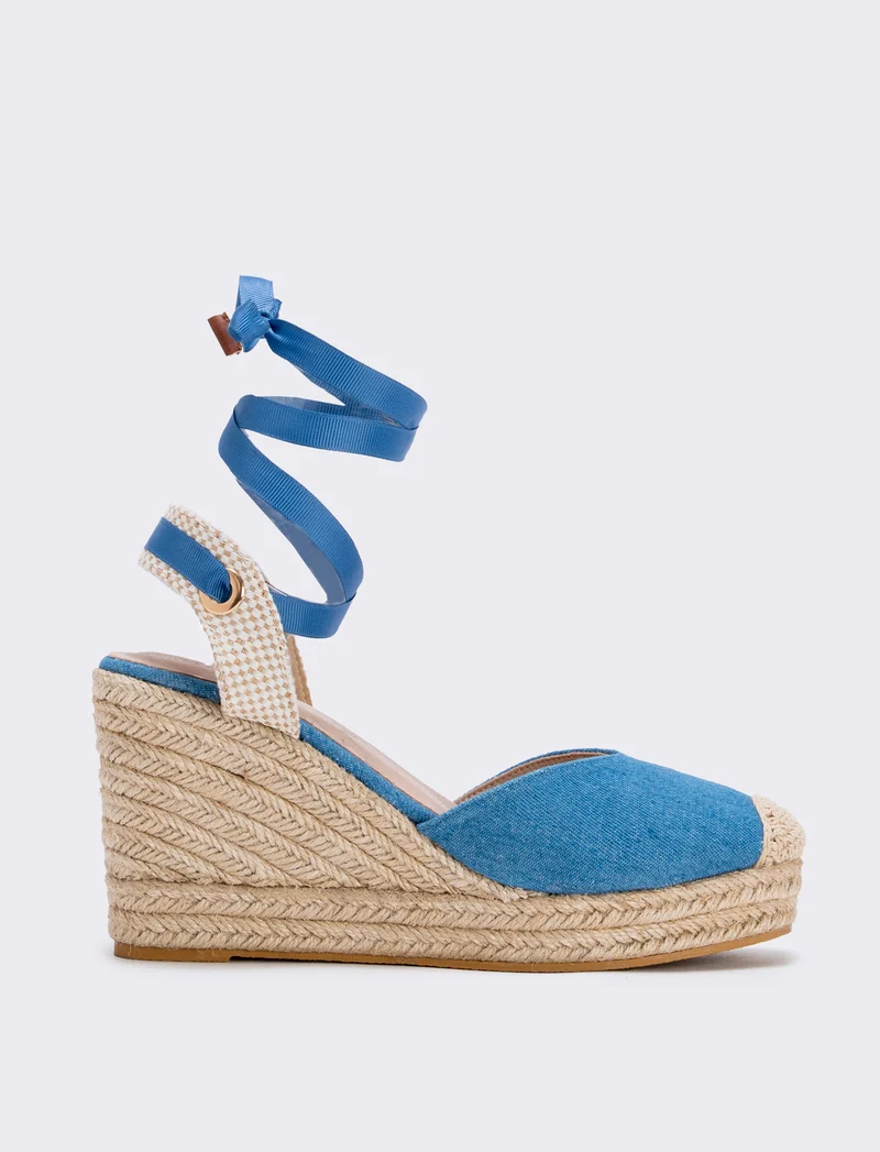 Espadrillas in denim con zeppa 90 mm - Denim