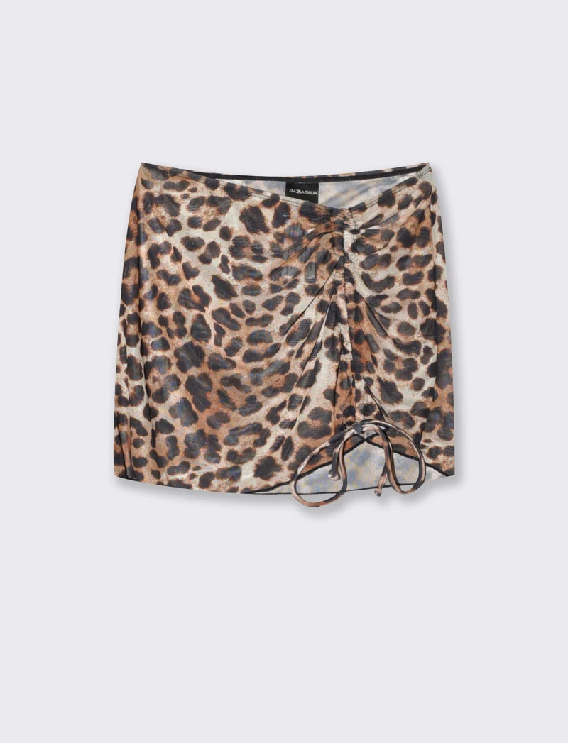 Gonna copricostume in microrete elegante - Leopardato