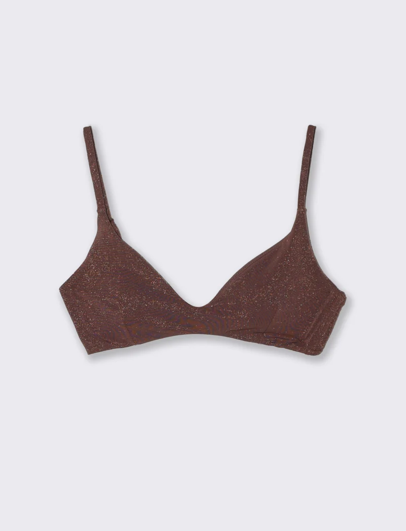 Brassiere mare in lurex per donne - Marrone