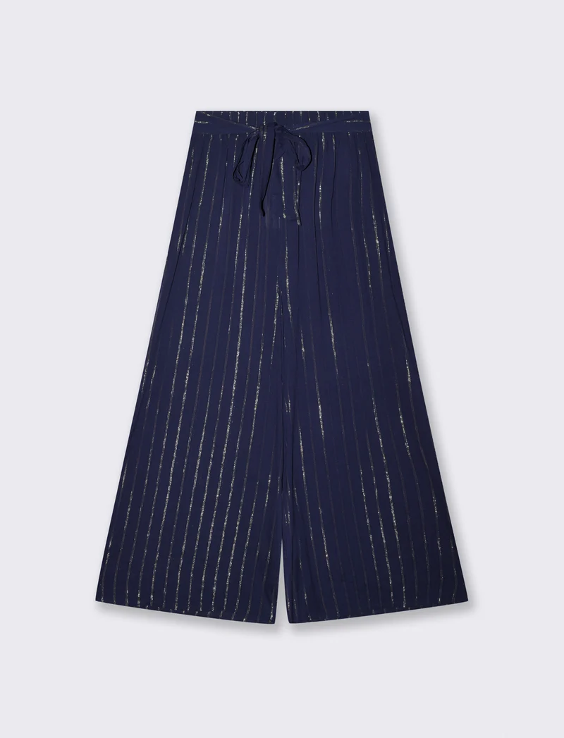 Pantalone Palazzo con Lurex e Fusciacca - Blu
