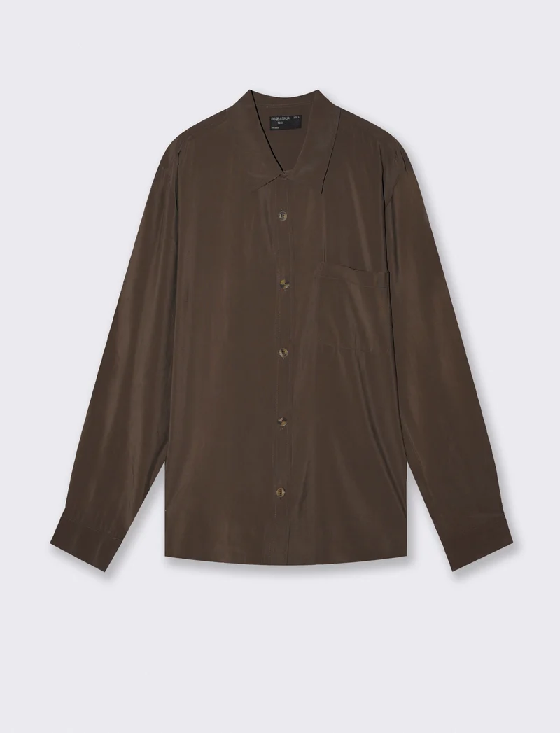 Camicia relaxed fit in misto viscosa - Moro