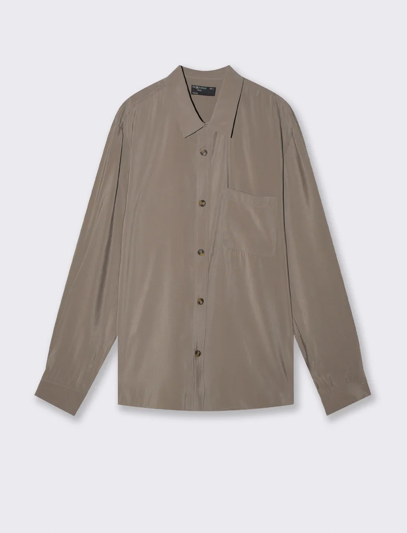 Camicia relaxed fit in misto viscosa - Verde salvia