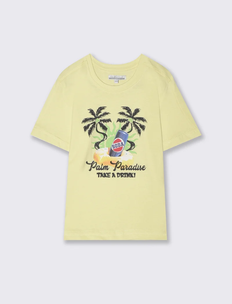 T-shirt fotografica in cotone estivo - Giallo