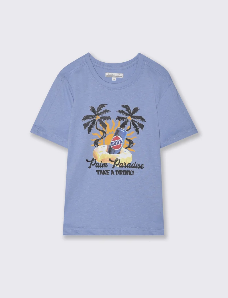 T-shirt fotografica in cotone estivo - Azzurro