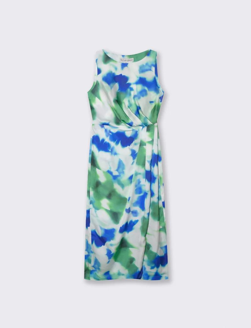 Vestito lungo stampato con drappeggio - var 2