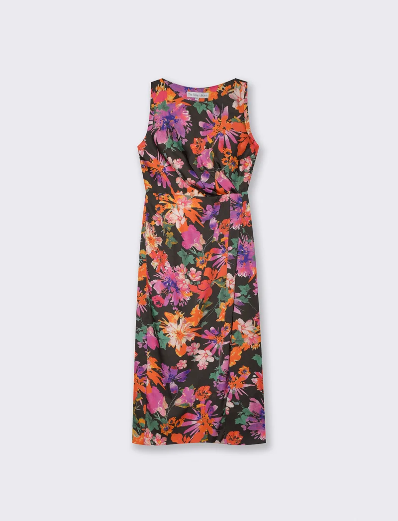 Vestito lungo stampato con drappeggio - var 1