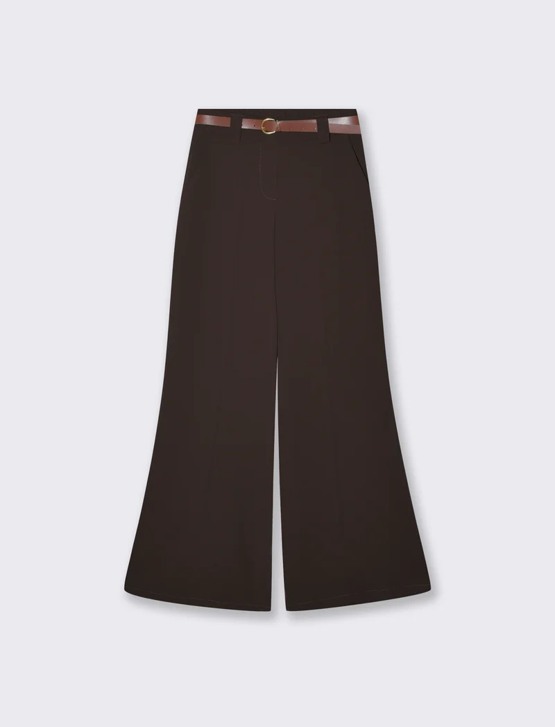 Pantalone dritto con cintura elegante - Moro