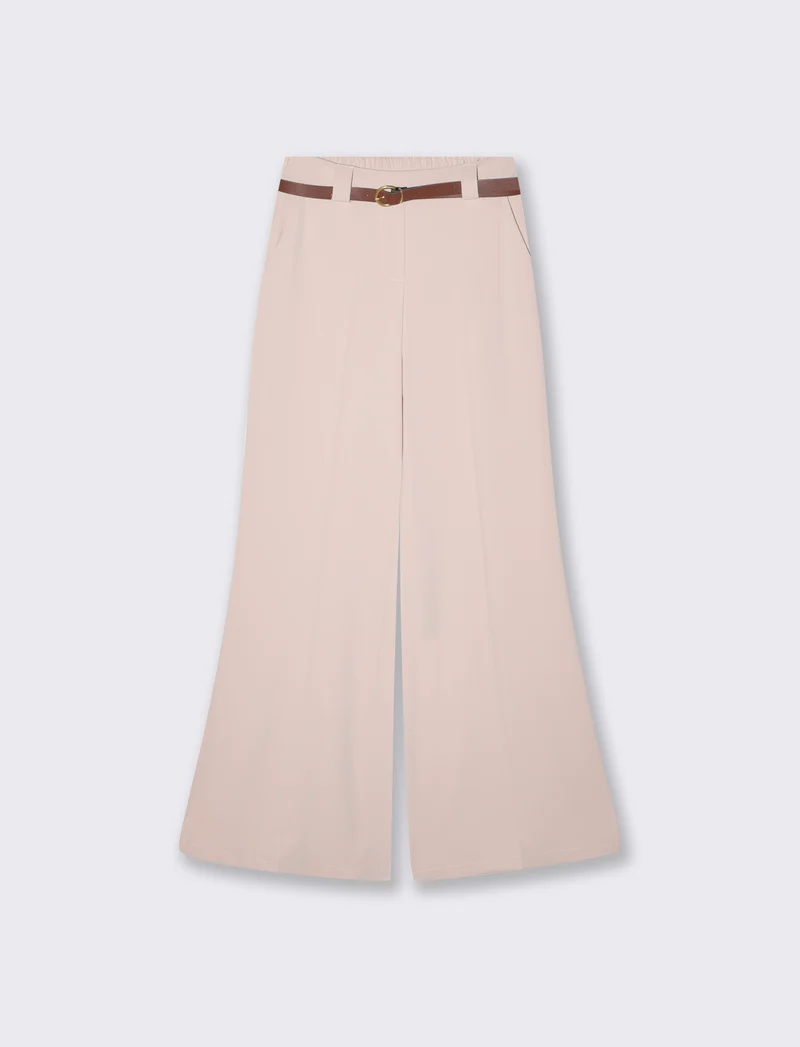 Pantalone dritto con cintura elegante - Bianco burro