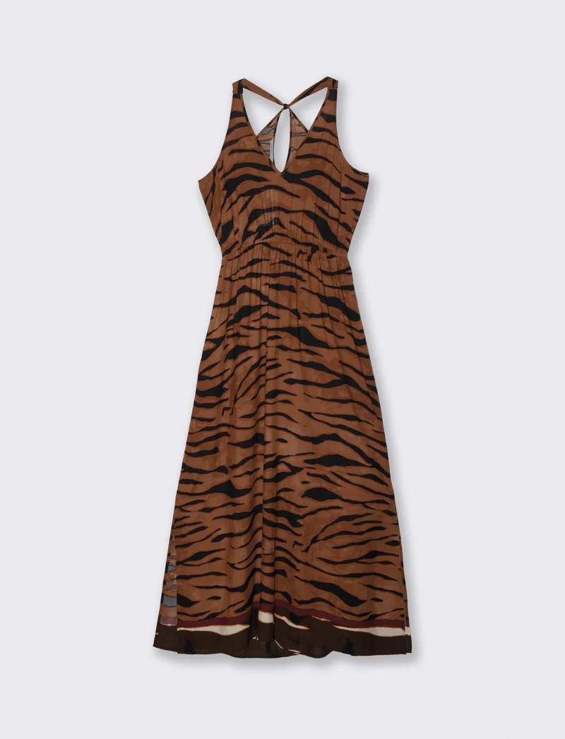 Vestito lungo con scollo a V e spacchi - var 1