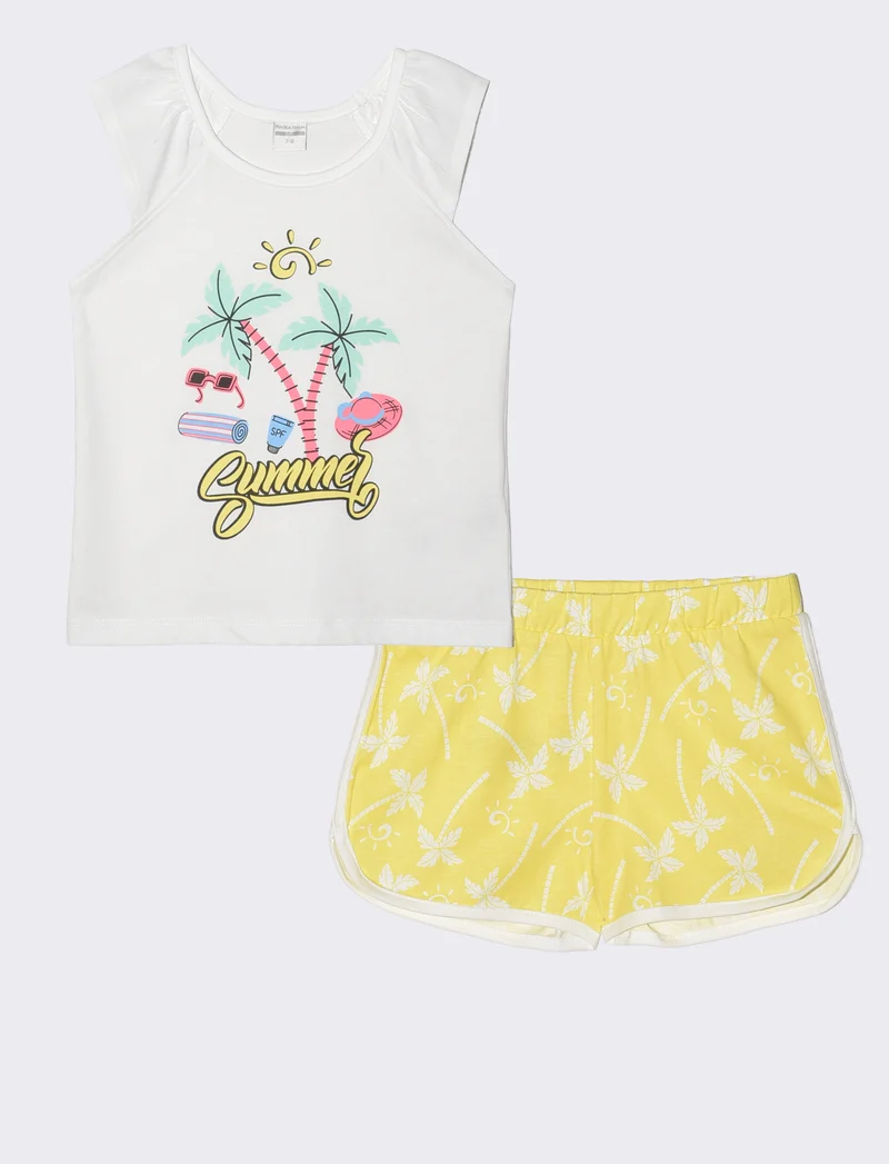 Set 2 pack canotta e shorts estivi bambina - Bianco