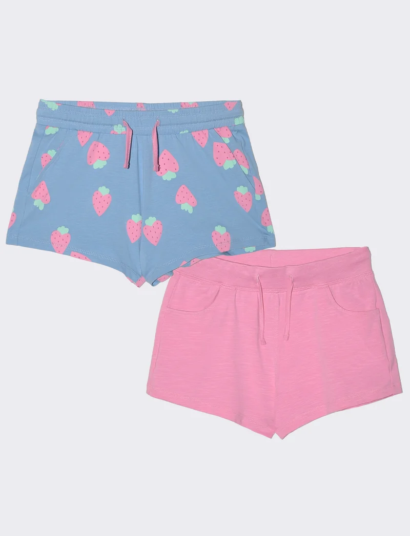 Short 2 pack in jersey con tasche - Azzurro