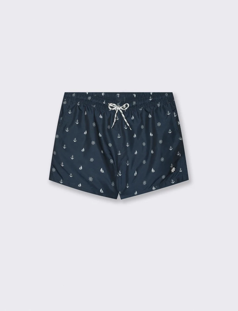 Costume mare fantasia con dettagli - Blu