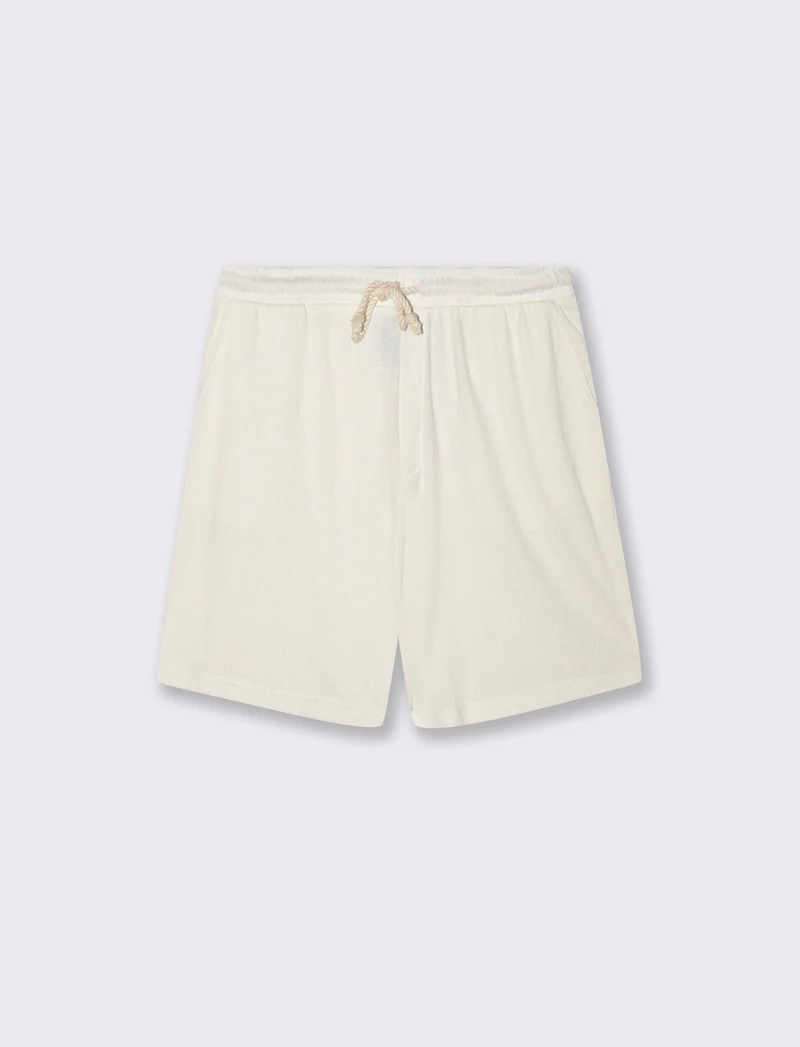Bermuda Jogger in Jacquard Relaxed Fit - Bianco sporco