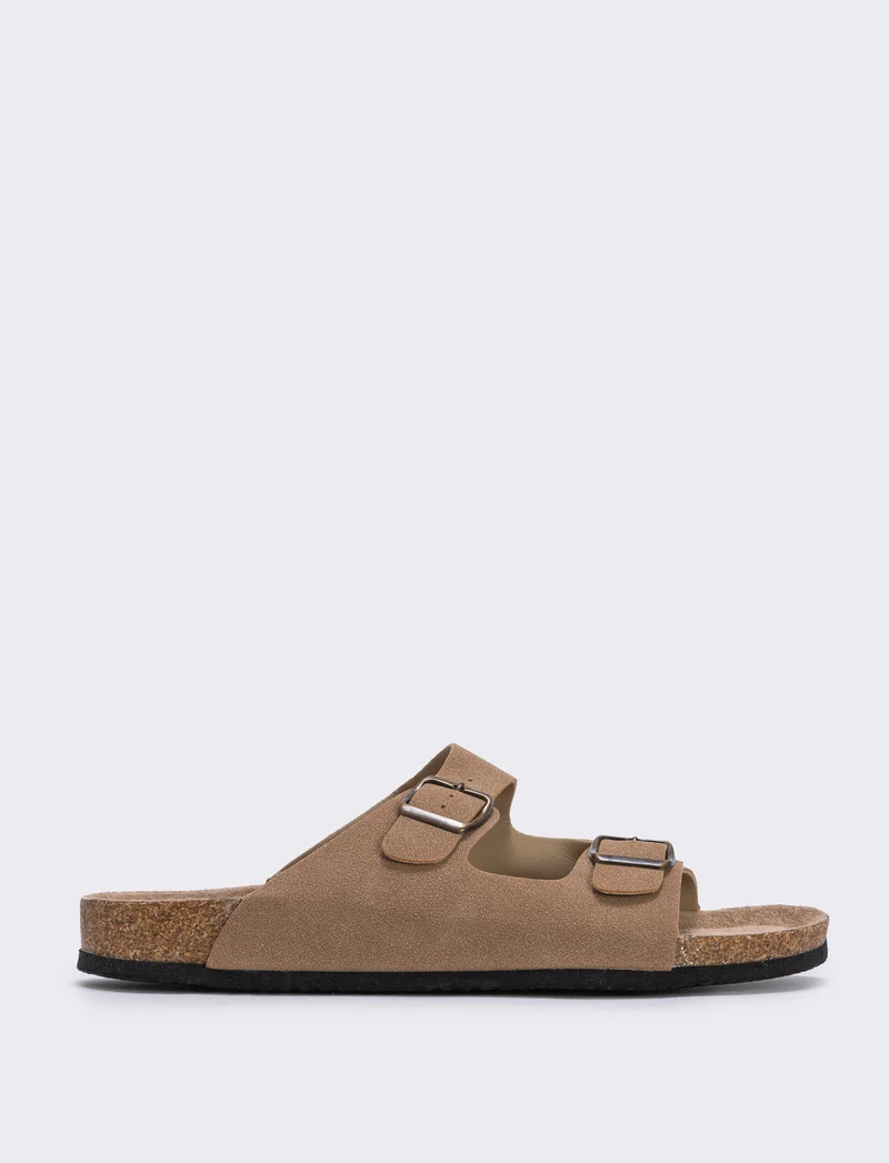 Sandalo da uomo con fibbie regolabili - Beige
