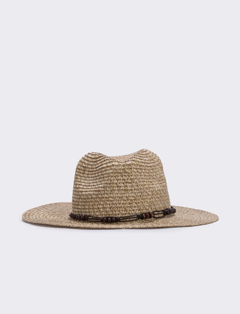 Cappello da uomo in paglia a falda larga - Beige