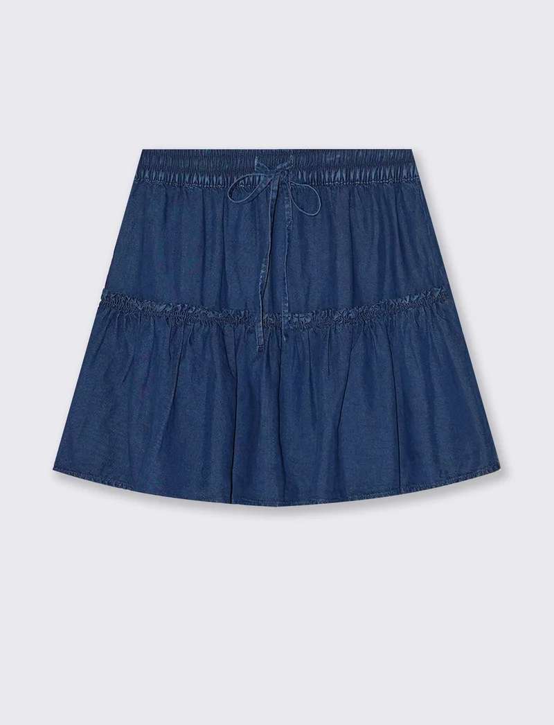 Gonna Pantalone in Lyocell con Elastico - DENIM SCURO