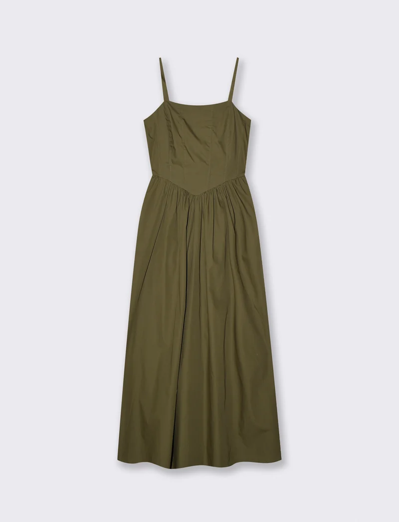 Vestito lungo in cotone con bretelle - Kaky 1