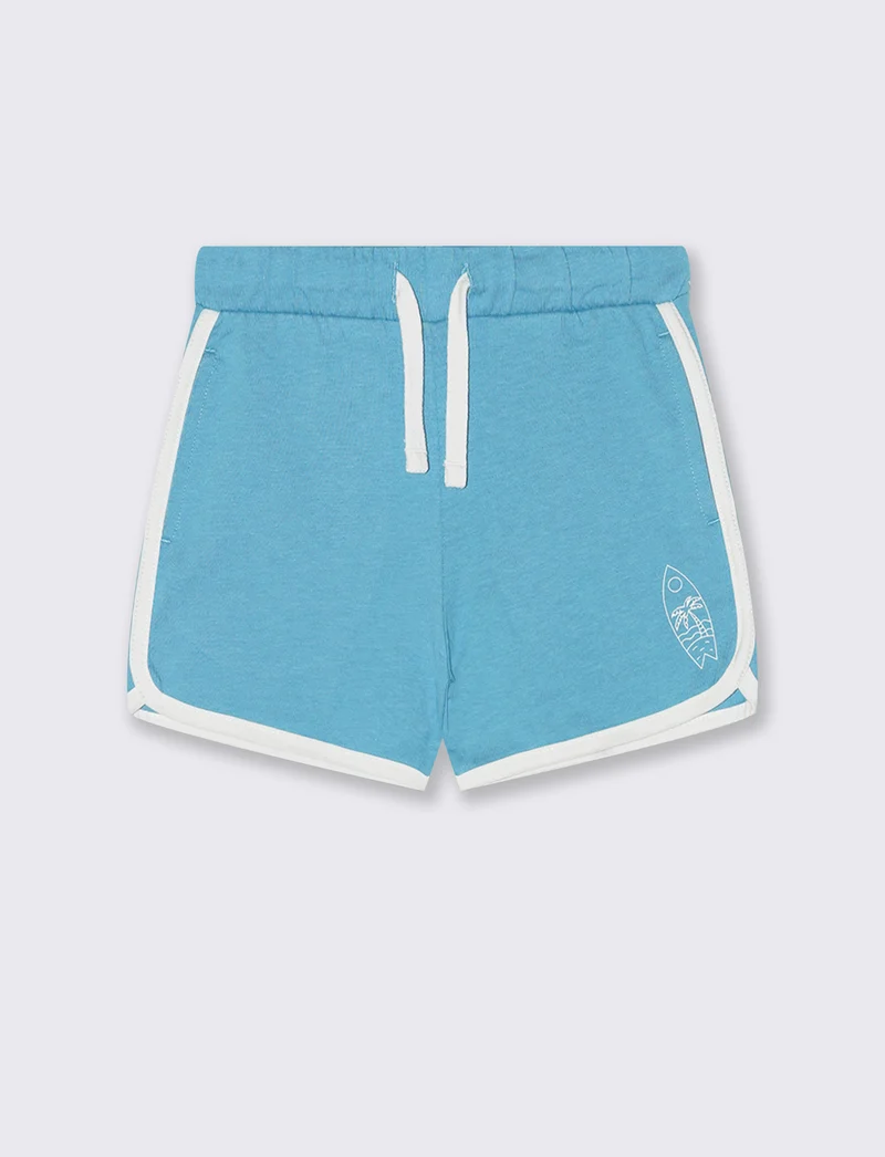 Bermuda basici in jersey con stampa e tape - Azzurro