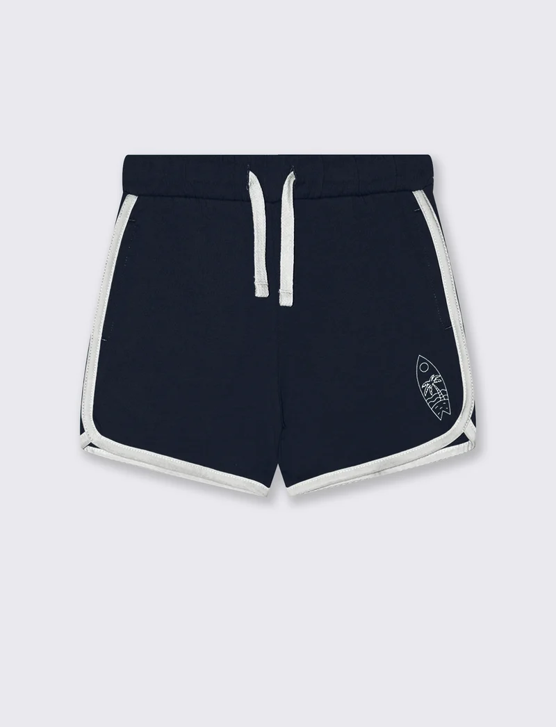 Bermuda basici in jersey con stampa e tape - Blu