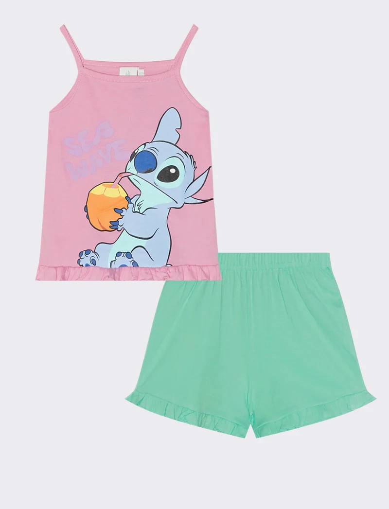 Completo Stitch Set con canotta e shorts - Rosa