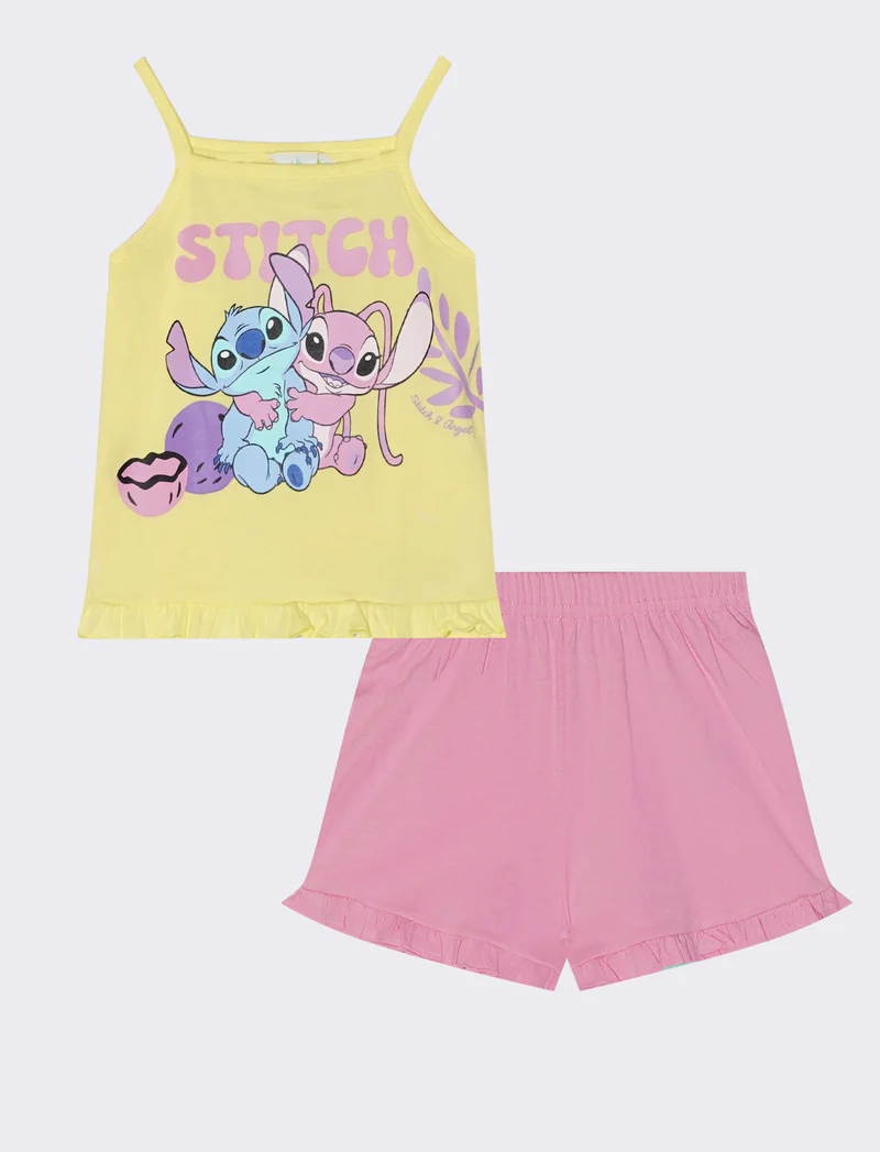 Completo Stitch Set con canotta e shorts - Giallo