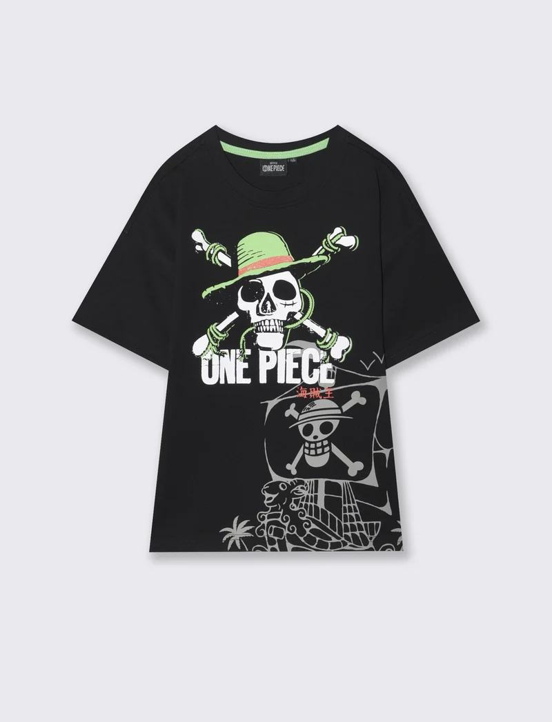 T-shirt One Piece per giovani fan - Nero