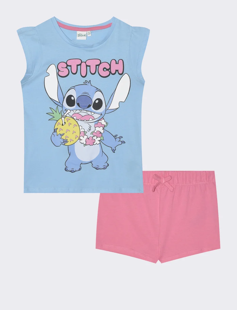 Set 2 pezzi Disney Stitch in cotone - Azzurro