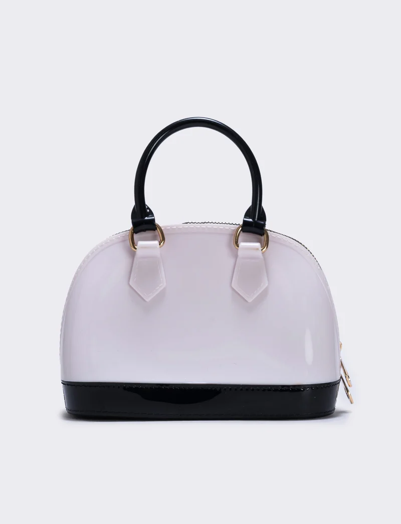 Borsa bauletto in gomma - bianco/nero