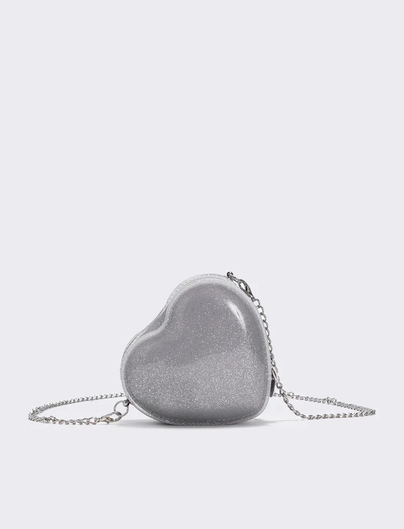 Borsa bambina cuore glitter brillante - Bianco