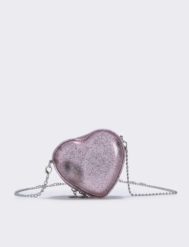 Borsa bambina cuore glitter brillante - Rosa