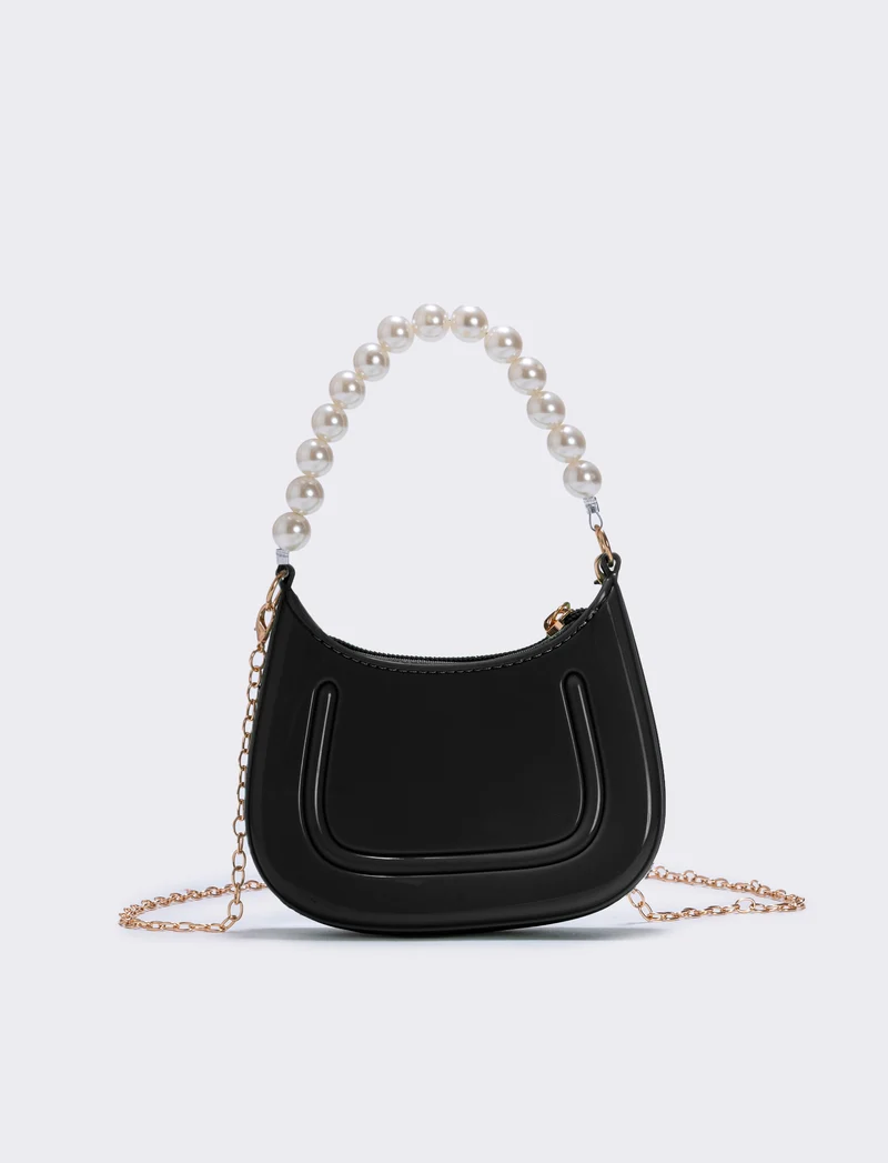 Borsa con manico e perle eleganti - Nero